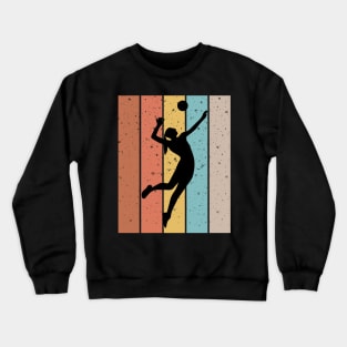 Volleyball Spiker in Silhouette Beautiful Vintage Colorful Background Crewneck Sweatshirt